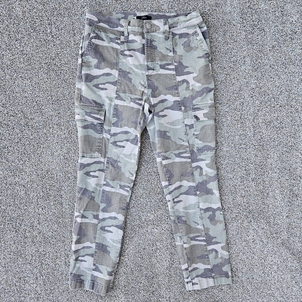 J Crew Camo Vintage Straight Leg Cargo Crop Green Pants Jeans Women's Size 28
